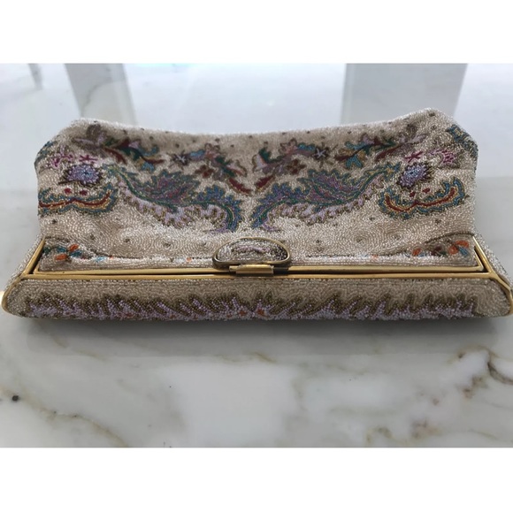 BASS BY JOSEF VINTAGE HANDMADE BEADED CLUTCH - Picture 4 of 16